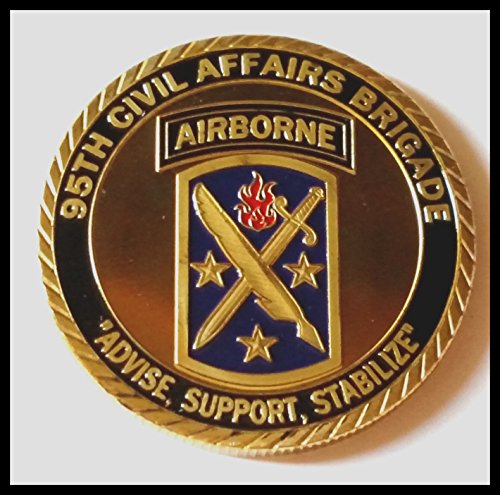 US Army 95th Civil Affairs Brigade Airborne - Advise, Support, Stabilize Colorized Challenge Art Coin