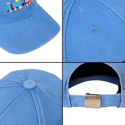 Kids Toddler Vintage Washed Baseball Cap Hat Train Pattern Trucker Hat Golf Ball Caps Beach Sun Hat for 2-6 Years 6