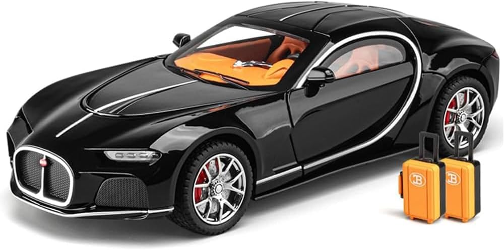 1:24 Scale Bugatti Toy Car for Kids Atlantic Model Diecast Metal Car for Kids Light Sound Pull Back Openable Door