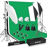 MOUNTDOG Photography Lighting Kit,6.6X 10ft Backdrop Stand System and 900W 6400K LED Bulbs Softbox and Umbrellas Continuous Lighting Kit for Photo Video Shooting