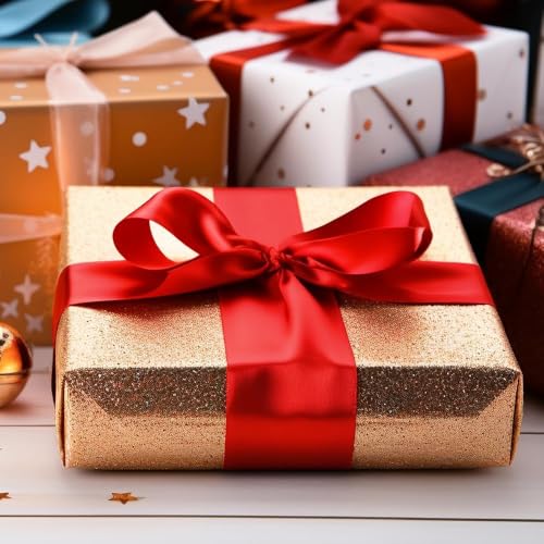 LATERN 20M Christmas Satin Ribbon, 10.2CM Width Thick Satin Ribbon Solid Fabric Large Ribbon for Xmas Gift Wrapping Xmas Tree DIY Wreath Christmas Bow Party Decoration (Red) - Image 4