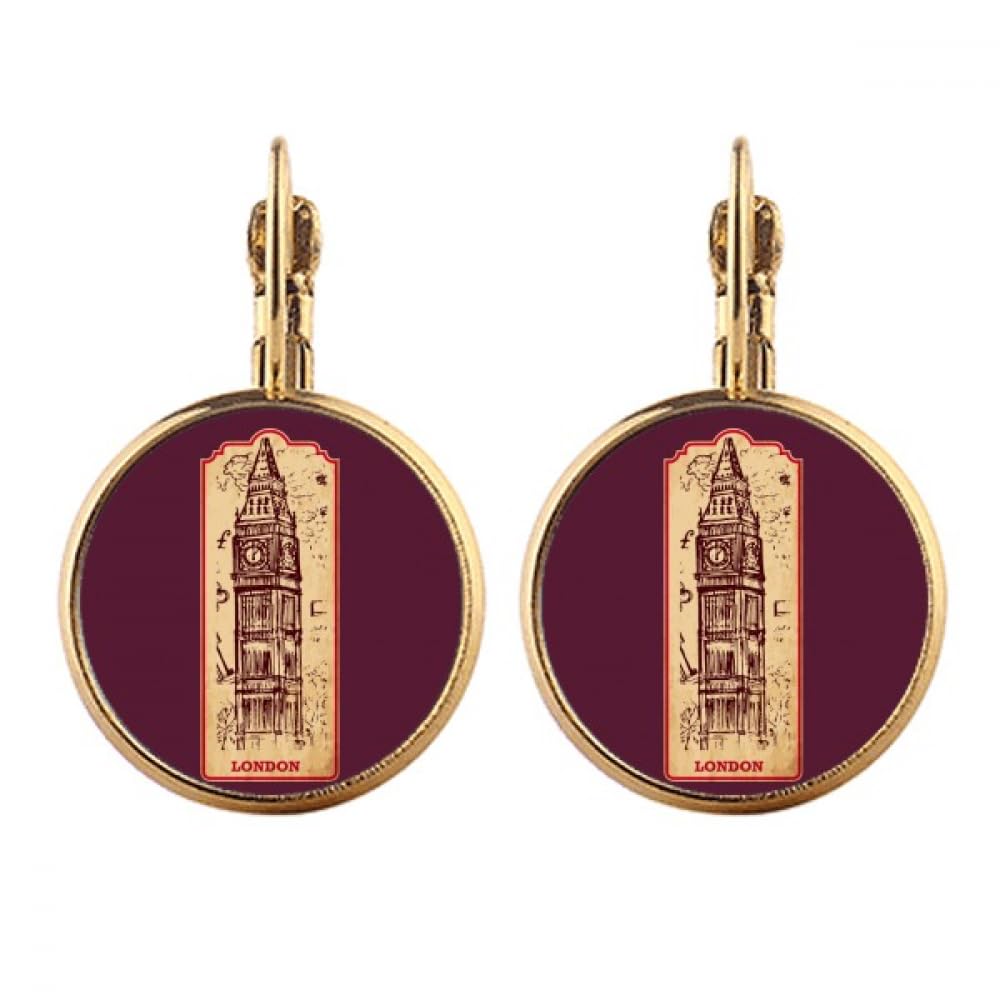 Boucles d'oreilles Angleterre sans oreilles percées clips dorés Big Ben - 4
