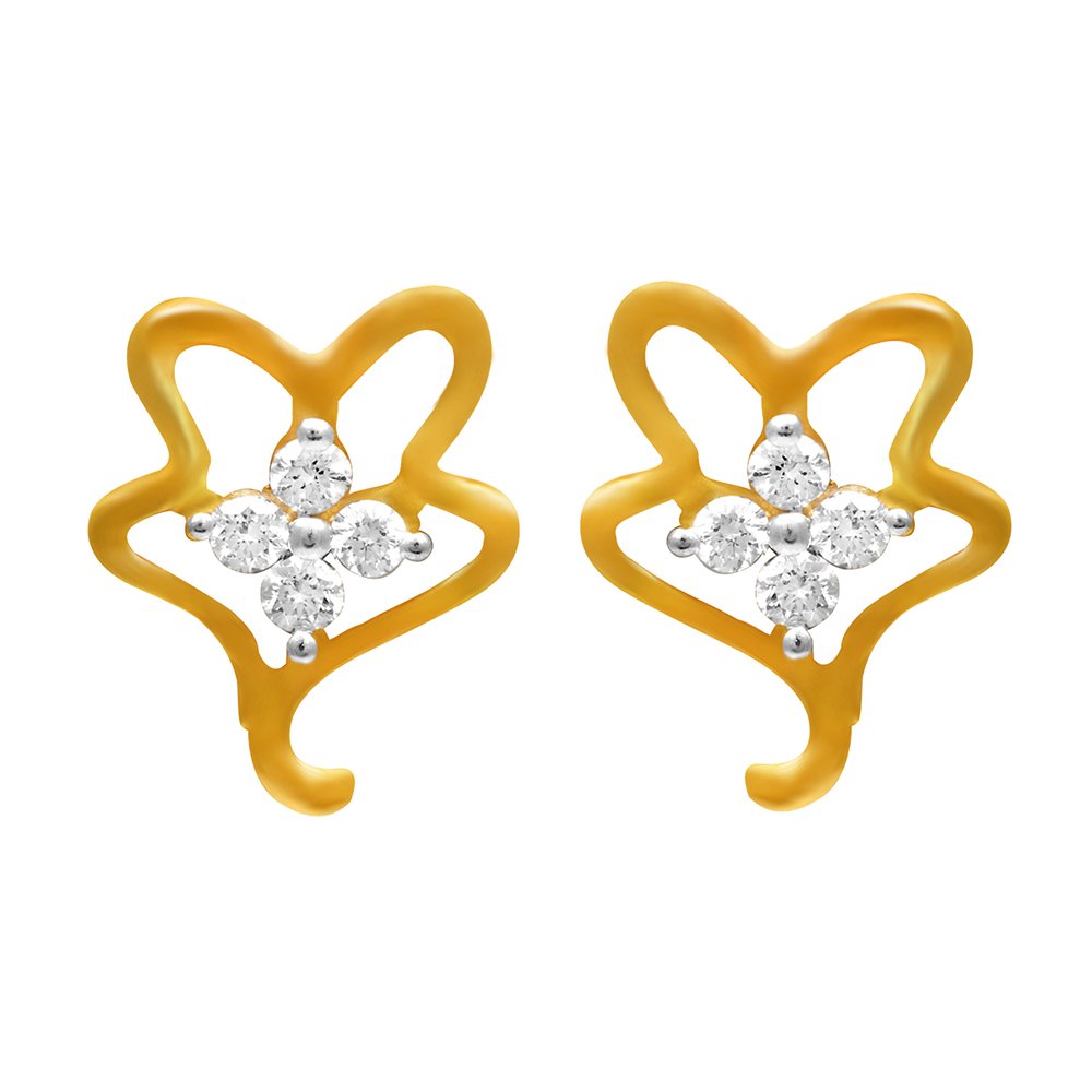 joyalukkas Women's & Girl's Pride Diamond Collection 18K (750) Yellow Gold And Diamond Stud Earrings-picture-7