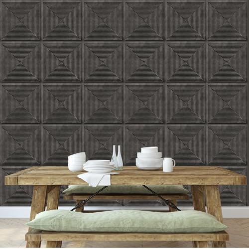 Image of Kayra Decor 3D PVC Wall Panels for Bedroom & Living Room | Pryamid Design |Nexa Gray Color | 19.7 x 19.7 Inch | Pack of 18 | 42.48 Sq Ft
