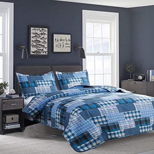 Quilt Set Queen Size Bedspread Coverlet Blue Plaid Patchwork Quilt Bedding Mens Boys Quilts Queen Bed Home Reversible Quilt Bedspread Lightweight Coverlet Soft Microfibers Quilt Set All Season #TOP8