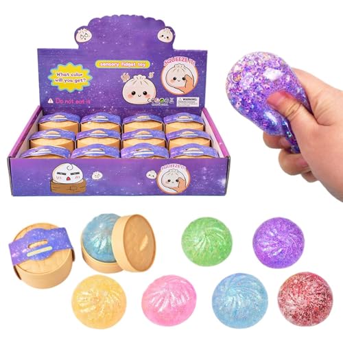 12 Bolas de Bola de Masa con Purpurina Coloridas para el estrés, Bola de Masa Suave para aliviar el estrés, elástica, Relajante con vaporizador de Alimentos para Viajes en casa