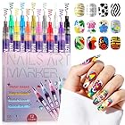Kalolary 12 Color Nail Art Pens Set, Nail Polish Pens 0.5MM Fine Tip Acrylic Paint Pen Nail Art Markers Quick-Dry Nail Art Tools for Dotting Drawing Painting DIY Nail Art Beauty Manicure(A)