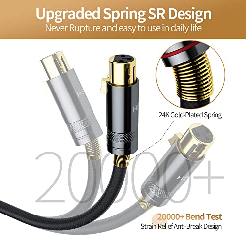Hifind Xlr Cable Microphone Cable 10 Ft (Real Hi-Fi Sound-Silver Plated Copper-Spring Sr) Balanced Xlr Speaker Cable,3-Pin Shielded Male To Female Mic Cord,Dmx Stage Lighting Cable For Speaker Systems #TOP1