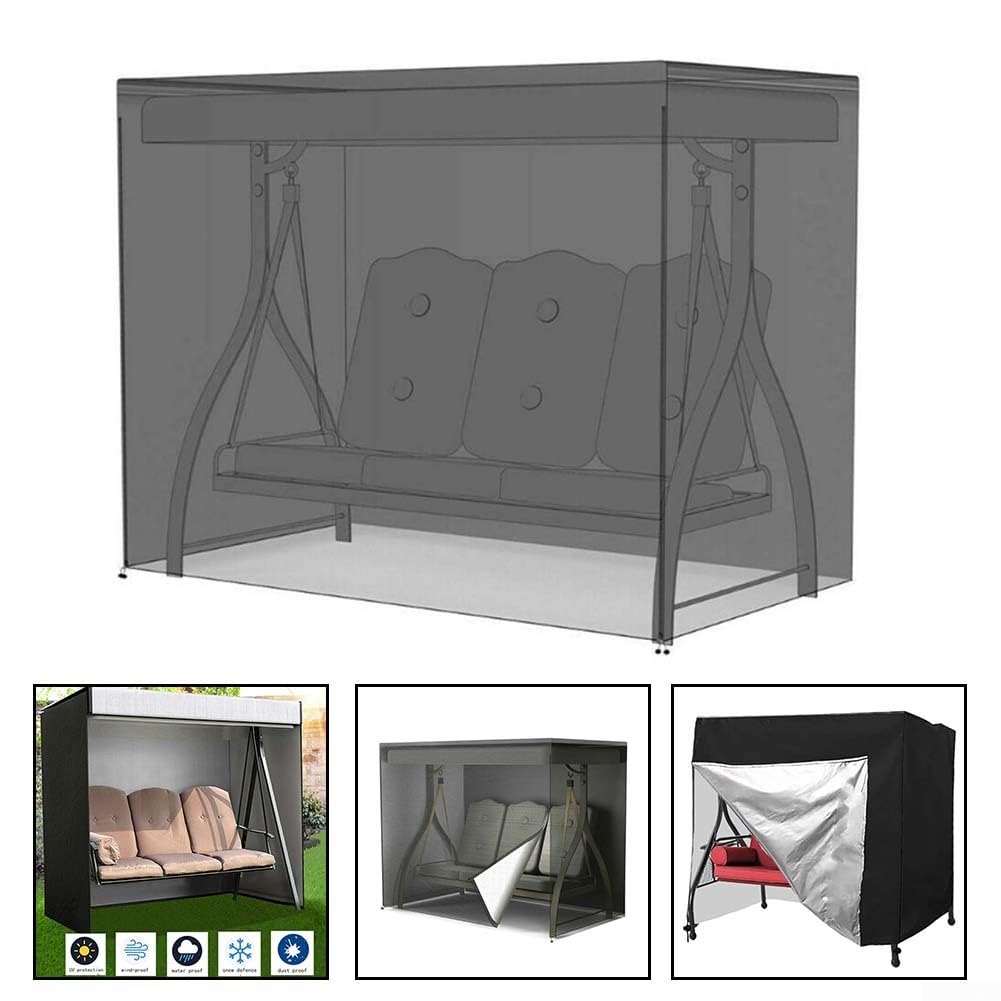 Copertura per dondolo da giardino a 3 posti, impermeabile, in tessuto Oxford 420D, protezione solare, per mobili da giardino e patio (220 x 125 x 170 cm)