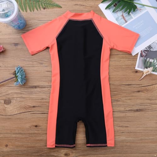 Image of Alvivi Kids Baby Boy Girls Short Sleeve Shorty Swimming Suit UV Sun Protective Zipper One Piece Swimsuit