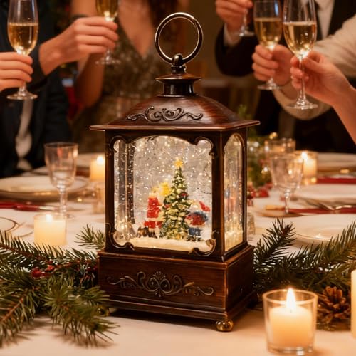 Linterna de globo de nieve musical para decorar tu chimenea y mesa en esta Navidad 4
