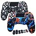 Produktbild PS4 Controller-Hülle Silikon RALAN, Silikongel Controller Cover Skin Protector kompatibel für PS4/PS4 Slim/PS4 Pro Controller (Schwarz Pro Daumengriff x 8, Katze + Skull Cap Cover Grip x 2)