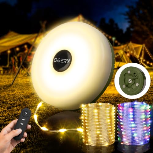 OGERY Camping String Lights with Rmote, 4 in 1 Quick Storage 32.8FT 8 Mode