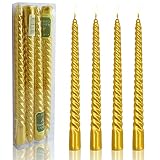 Gedengni Gold Twist Taper Candle, Spiral Taper Candle, Taper Twisted Dinner Dining Table Wedding Spi