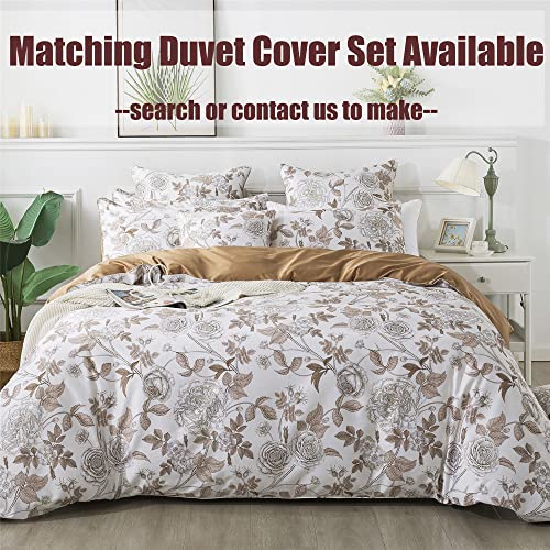 Fadfay Sheets Set Queen Vintage White And Brown Floral Bedding Elegant Peony Sheets Set Shabby Rose Farmhouse Bedding 100% Egyptian Cotton 800 Thread Count Deep Pocket Fitted Sheet 4Pcs, Queen Size #TOP5