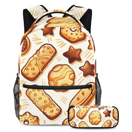 Sac à dos Sweet Cookies imprimé amusant grand cartable avec trousse et sac repas