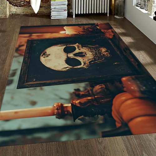 Tapis antidérapant Halloween imprimé citrouille lavable
