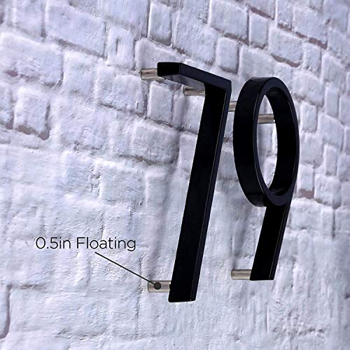 5 Inch Floating House Number 9, VONDERSO Black Metal Modern Outdoor Address Sign for Yard Street and Mailbox, Zinc Alloy Solid Address Numbers and Letters with Exquisite Drawing Process