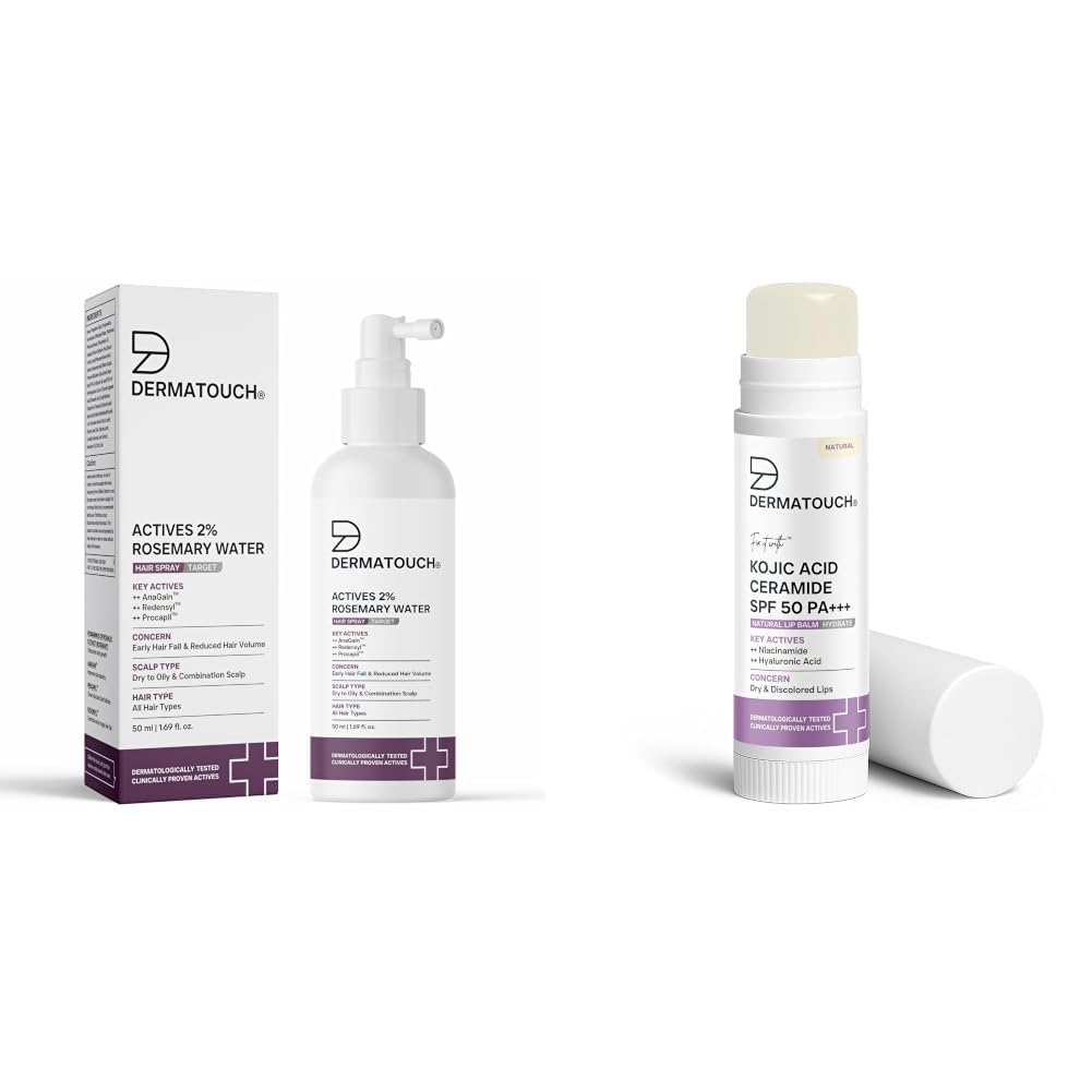 DERMATOUCH Rosemary hair Spary For Hair Growth 50ml & Kojic Acid Ceramide SPF 50 PA+++ Natural Lip Balm - 5g-image-9