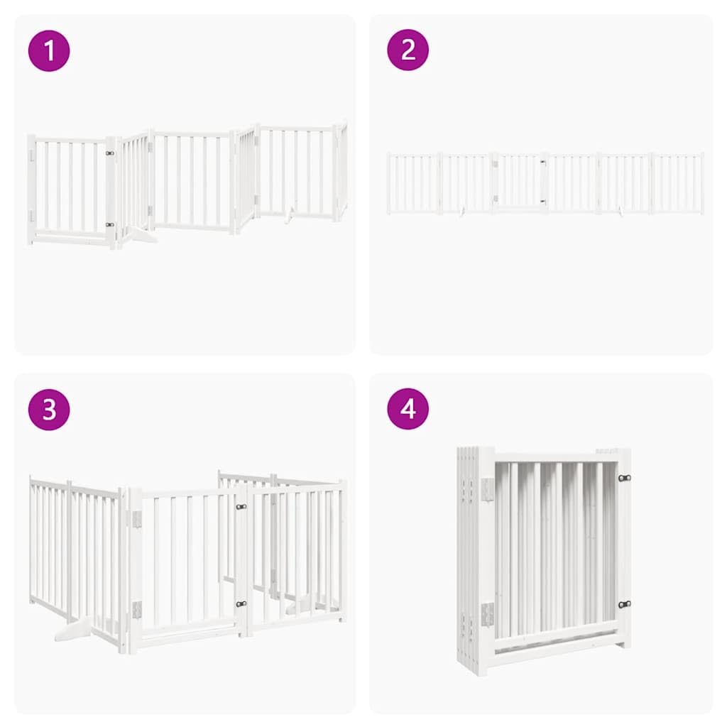vidaXL Puerta de Perros Plegable 6 Paneles Madera Abeto Blanco 300 cm, Puerta para Mascotas, Puerta de Seguridad para Perros, Puerta para Perros de Seguridad