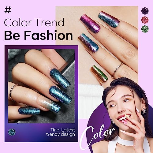 Image of modelones Chameleon Gel Nail Polish Set - 6 Colors Aurora Gel Polish Kit Blue Green Purple Red Brown Glitter Gel Polish Soak Off LED Nail Lamp Gel Nail Kit Home Gift DIY Salon for Women