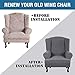 H.VERSAILTEX Wing Chair Slipcover Chair Covers for Wingback Chairs Wingback Chair Covers Slipcovers 1 Piece Stretch Sofa Cover Furniture Protector Spandex Jacquard Checked Pattern, Grey