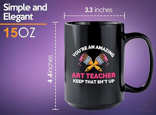 Miniatura 5 de Taza de café para profesor de arte, 15 onzas, color negro, eres un profesor de arte increíble, escultura de pintores, artistas, manualidades,
