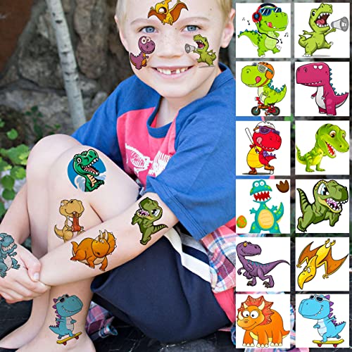 Tasroi 50 Pcs 3D Dinosaur Temporary Tattoos For Kids Boys Teens, Fun T-Rex Fake Face Tattoo Sticker For Children Party Favor Sets Supplies, Small Dino Tatoos For Girls Birthday Gifts Decoration #TOP2
