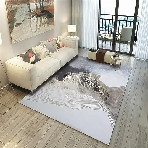 Tapis de chambre fille abstrait bleu aux finitions soignées