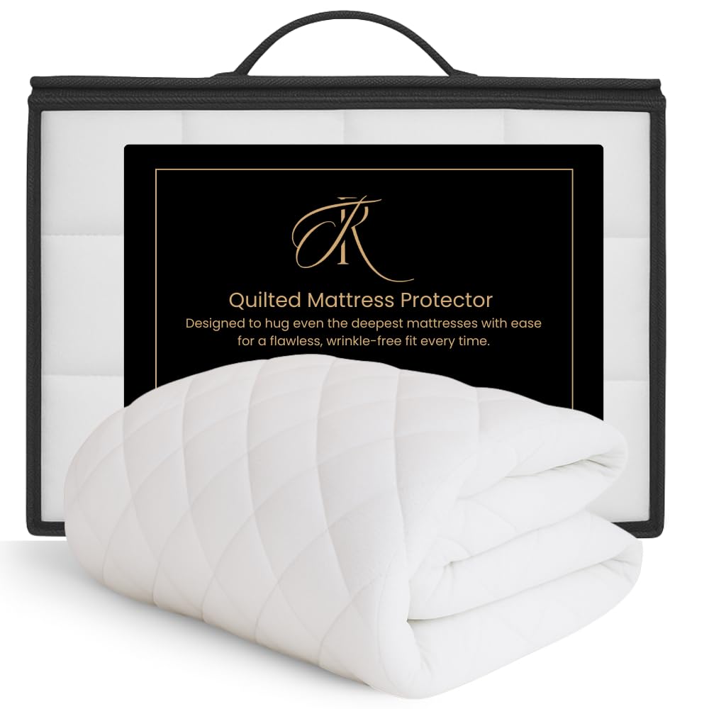 The Royce Microfibre Quilted Mattress Protector - Extra Deep 30cm Fitted Skirt - Machine W...