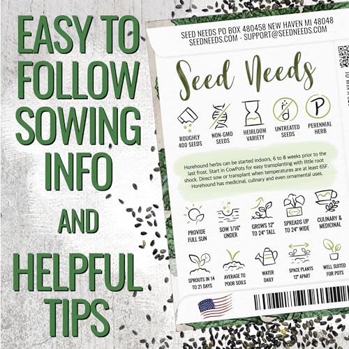Seed Needs Horehound Seeds for Planting Medicinal Herbs - Non-GMO Heirloom & Untreated Herb Seed to Plant an Indoor/Outdoor Home Grown Garden (1 Pack) - Image 4
