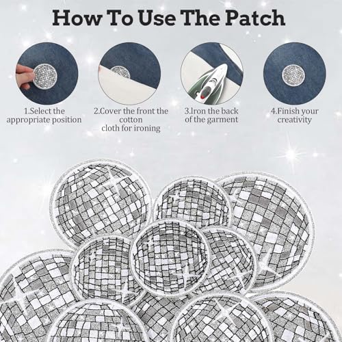 Cobee 598213_1_MSQFA1N1 12Pcs Disco Ball Iron On Patch Embroidered Applique, Music Party Bling Fun Iron thumb #1