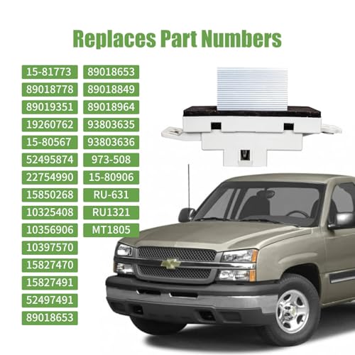 Image of HVAC Blower Motor Resistor Complete Kit with Harness Compatible with Chevy Silverado Tahoe Suburban Trailblazer, GMC Sierra Yukon XL, Buick Allure Replaces 15-81773 89018778 89019351 19260762 RU-631