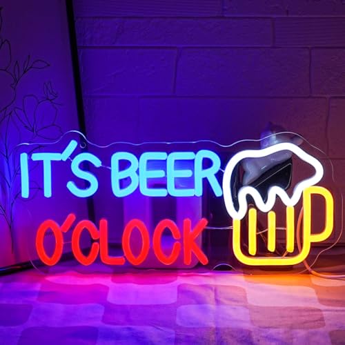 LMSIGNLY It's Beer O'Clock Neon Sign for Wall Decor Beer Neon light Dimmable USB Beer LED Sign Neon Beer Signs for Man Cave Garage Patio Home BAR Pub Nightclub Restaurant Decor