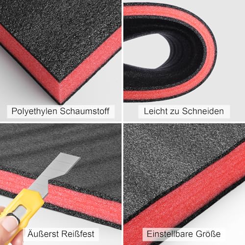 Storystore Schaumstoff Zuschnitt 4 Stück, 40 x 30 x 2.5cm Werkzeugkisten Schaumstoff Polyethylenschaumstoff Schaumstoffeinlage Werkzeug Kamerakoffer Werkzeugkoffer Schaumstoffplatte