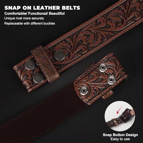 Western Leather Belt Strap for Men Women Cowboy Cowgirl Leather Mens Belts for Jeans Birthday Christmas Belt Gifts3