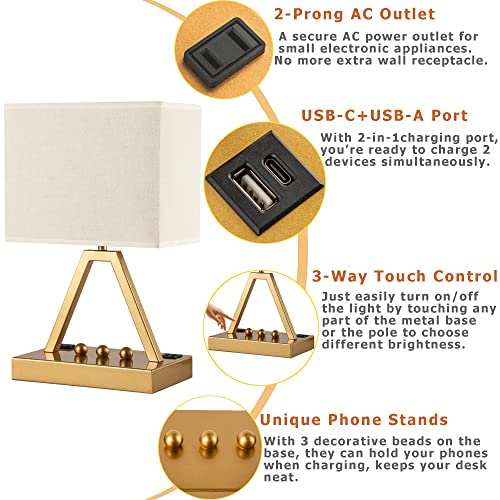 Lámpara de mesa táctil Briever con USB y dimmer miniatura 3