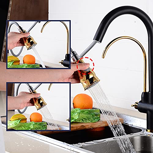 Robinet de cuisine 3 en 1 filtrant extractible mitigeur eau potable évier arc élevé