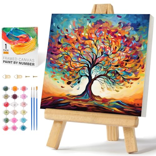 Pintura por números para regalar kit de cuadro acrílico infantil 8 a 12 años con marco incluido