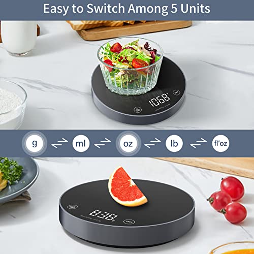 Vocoo Food Kitchen Scale Digital - 5Kg/11Lb Max Weight With 5 Units Grams Ounces Pounds, Clear Led Display And Tare Function, Food Scale For Cooking Baking Meat Weighing (Space Grey) #TOP1