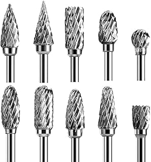 Double Cut Carbide Rotary Burr Set - 10 Pcs 1/8