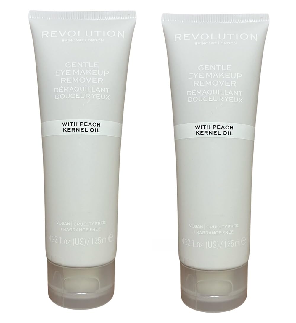 Pack of 2 Makeup Revolution Skincare London Gentle Eye Make Up Remover with Peach Kernel Oil