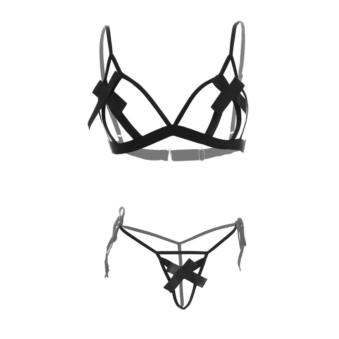 shamelace Bow Tie Lingerie Set Sexy Intimate Wear for Romantic Nights Hot 2-Piece Set Black-picture-52