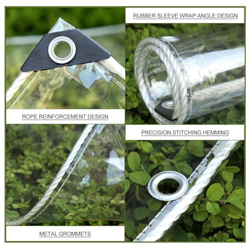Bâche transparente pour extérieur en PVC imperméable avec fermeture éclair pour pergola - 5