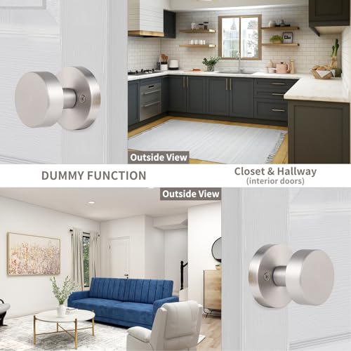 Confezione Da 4 Pomelli Per Porte Interne In Nichel Spazzolato, Pomelli Per Porte Unilaterali In Nichel Satinato Per Armadi E Doppie Porte Francesi, Moderne, Rotonde, Non Si Girano - 2