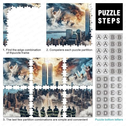 Puzzle 1000 piezas para adultos del Memorial del 911, juego educativo de cartón de 38x26cm 4