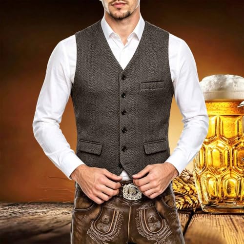 Chaleco de tweed para hombre formal traje de espiga chaleco de negocios corte regular 2