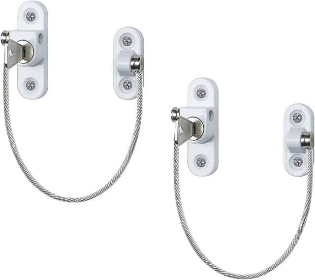 2Pcs Window Locks for UPVC Windows, YTOOK Window Cable Restrictor Window Safety Locks with Keys and Screws for Child & Baby Safety