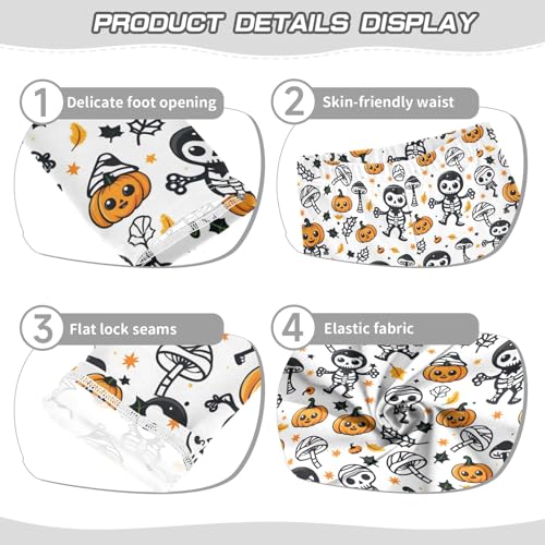 Girls Printed Leggings Yoga Pants Cute Pumpkin Skull Pattern for Kids in 4t to 10 Years, 4T3