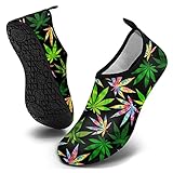 Wtiqlky Unisex Colorful Tie Dye Weed Water Shoes Quick-Dry Aqua Socks Swim Women Men Beach Shoes for